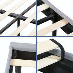 14 Inch Dura Metal Upholstered Headboard Premium Platform Bed Frame