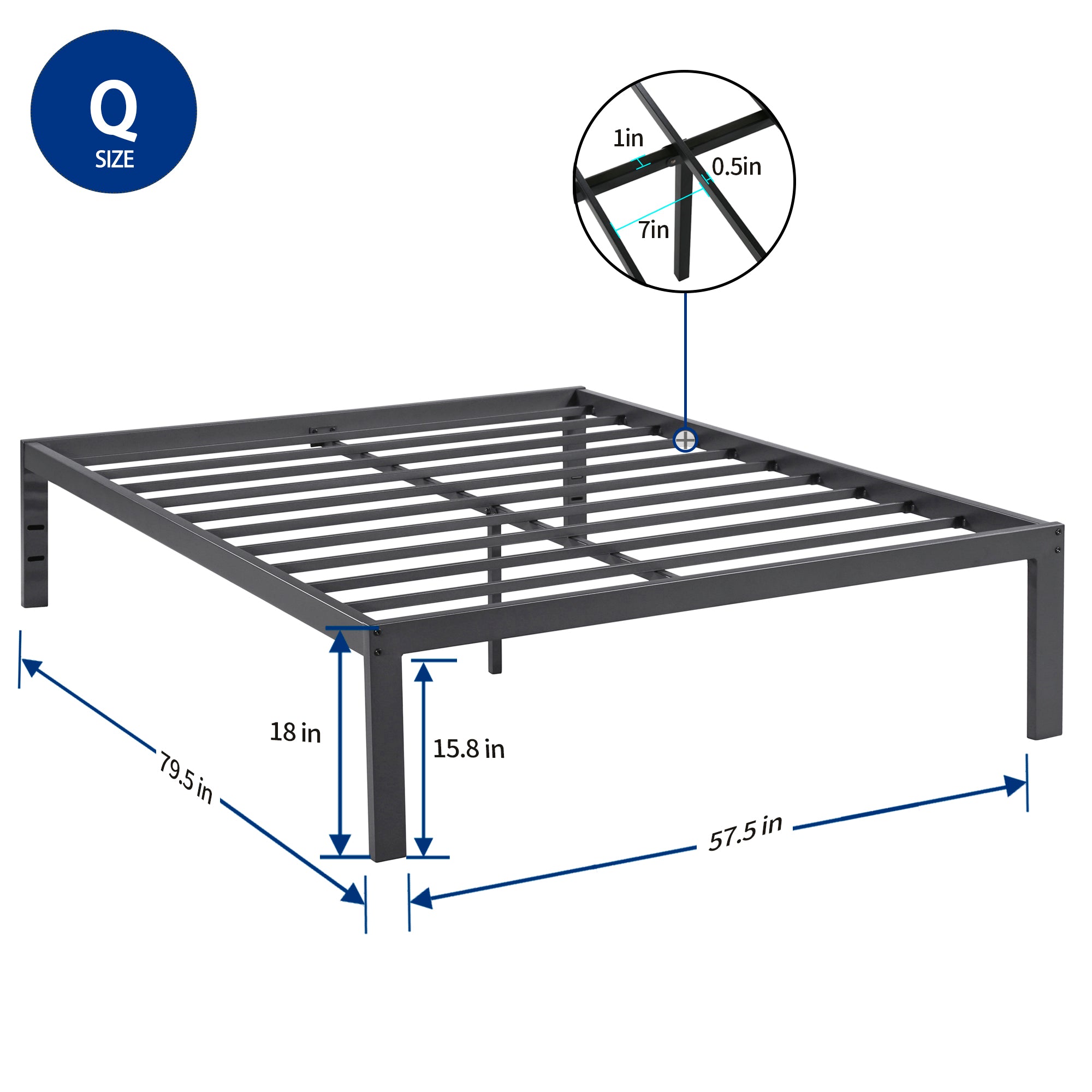 18 Inch New Dura Metal Steel Slate Bed Frame