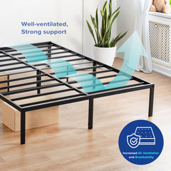 14 Inch Steel Slat/Non-Slip Support Metal Bed Frame