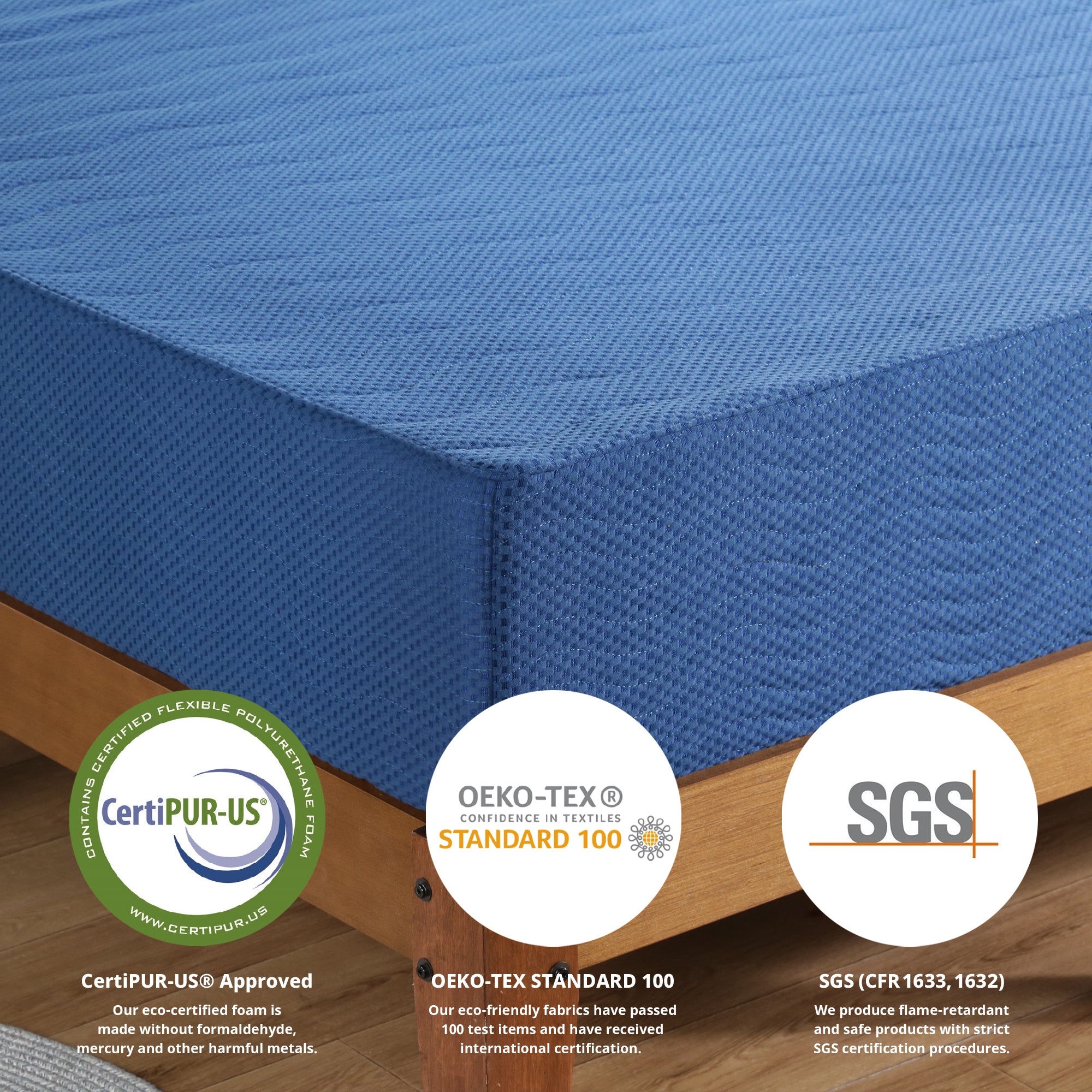 10 Inch New Safe Comfort Memory Foam Mattress, Blue
