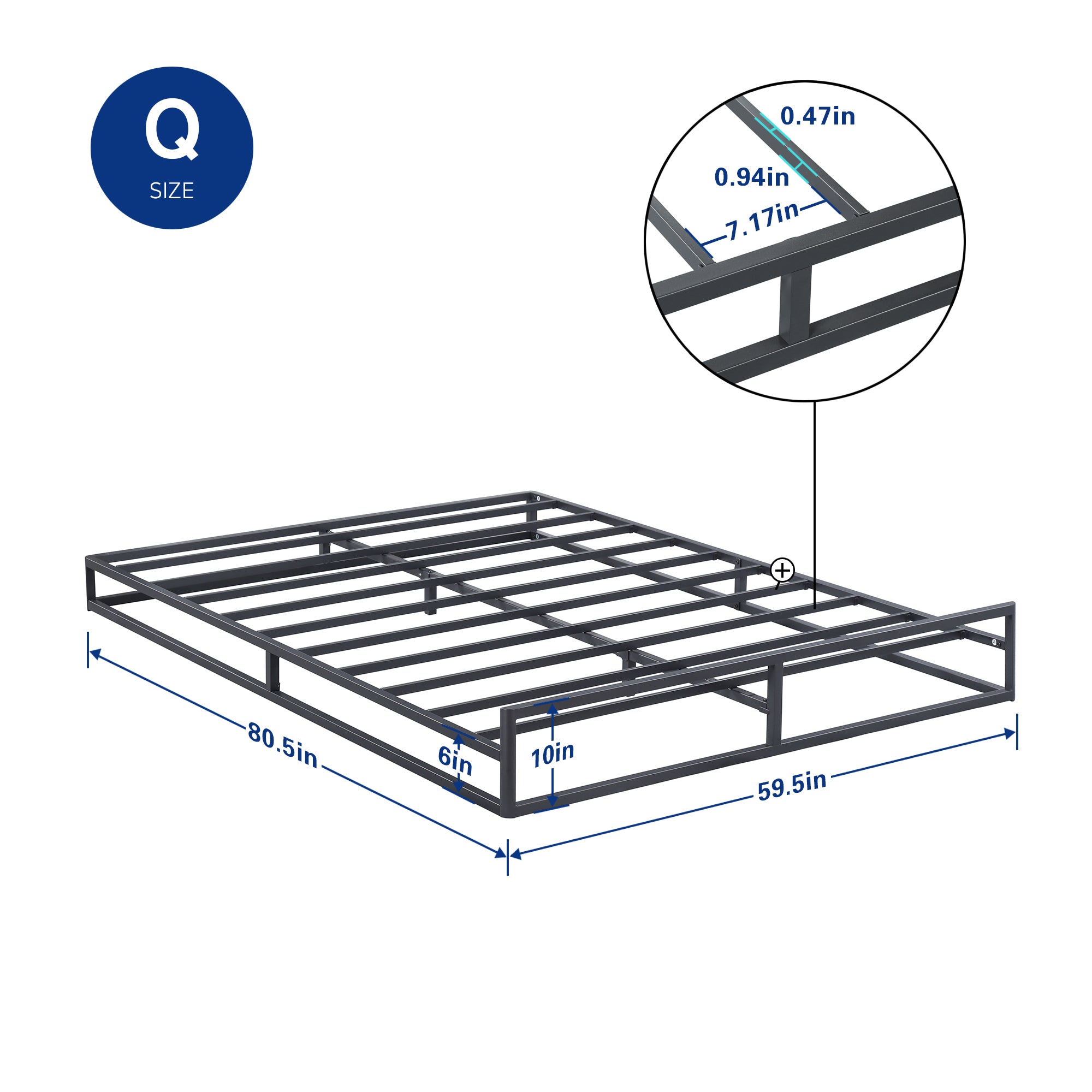 6 Inch Dura Metal Platform Bed Frame with Footboard