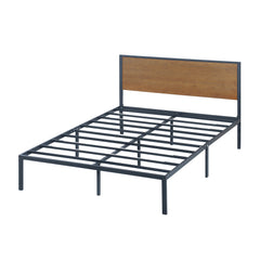 14 Inch Metal Platform Bed with Bamboo Headboard