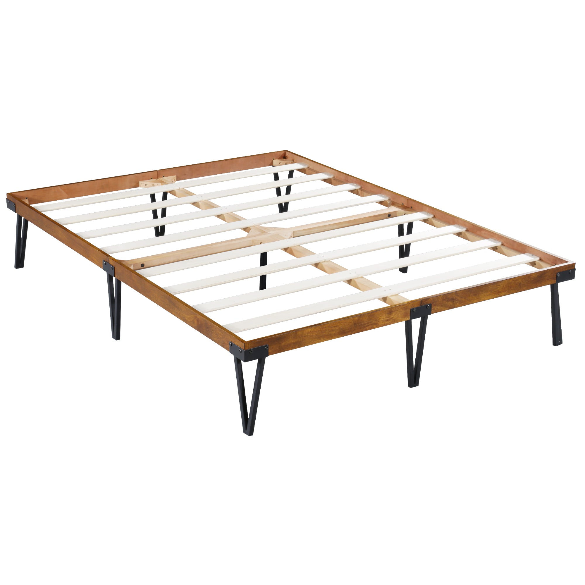 14 Inch Metal and Wood Platform Bed/Wood Bed Frame