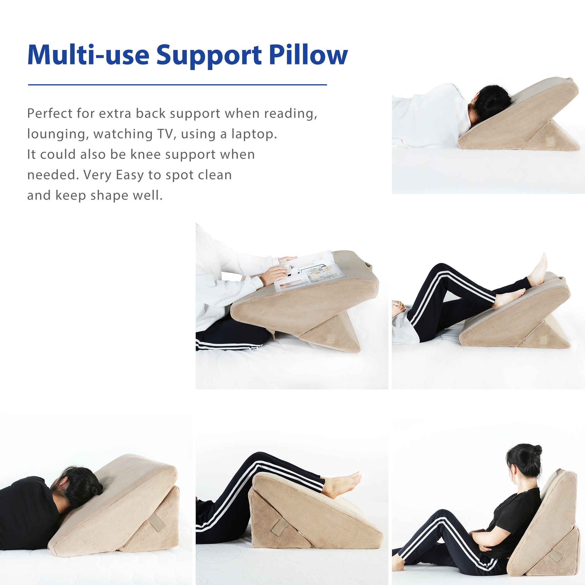 Olee Sleep Mattress Bed Wedge Pillow (Beige Color)
