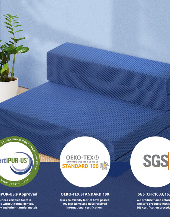 4 Inch Tri-Fold Multi-Functional I-Gel Infused Memory Foam Topper Sofa Bed