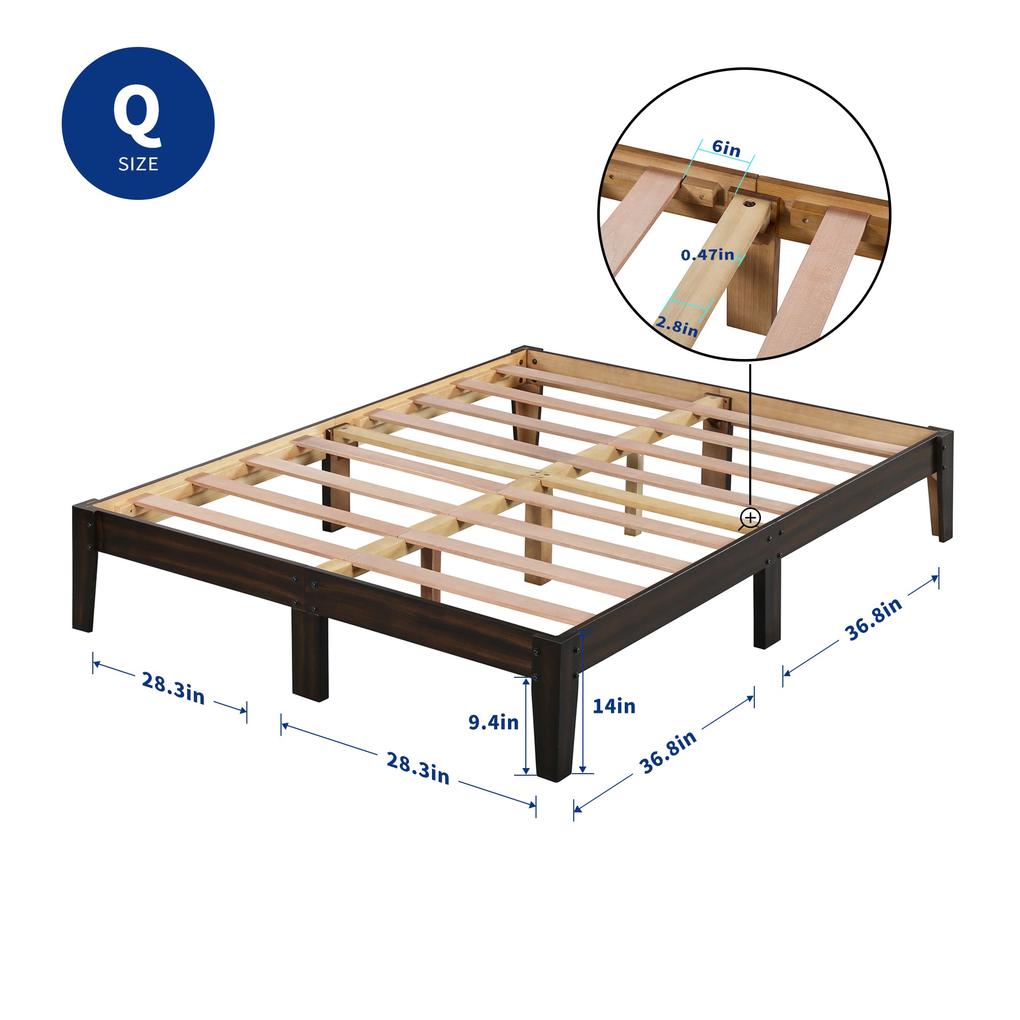 14 Inch Deluxe Wood Platform Bed Frame